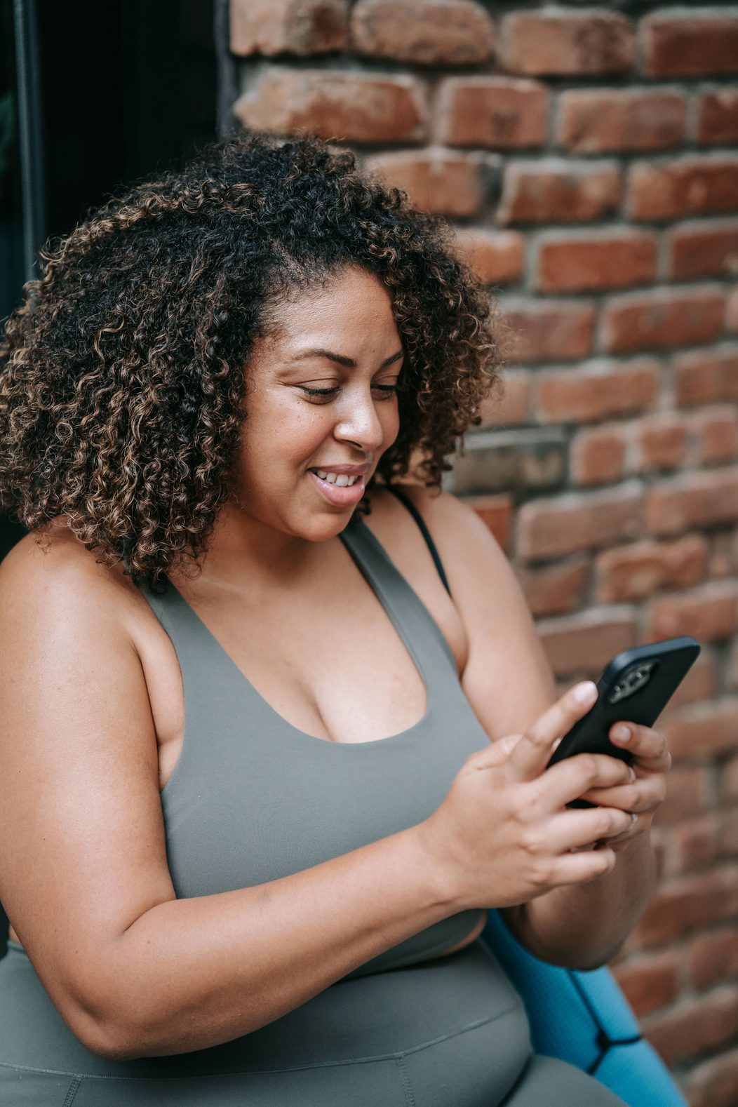 A woman using her phone