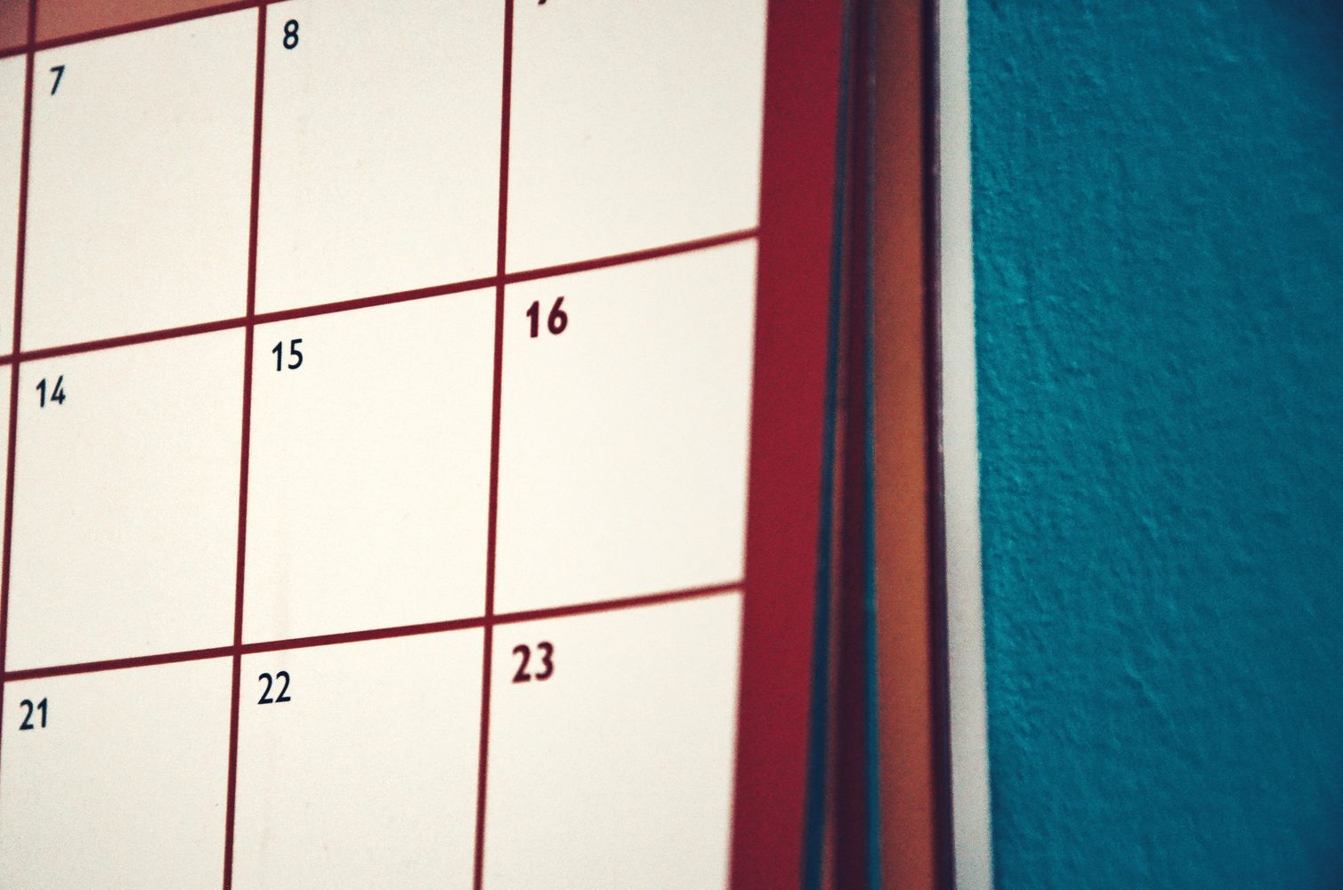 A wall calendar for monthly check-ins